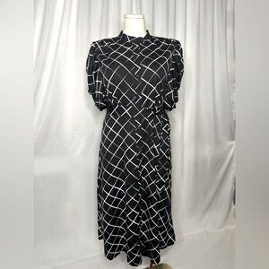 DKNY Women's Puff Sleeve Button-Down Printed Midi Dress (697)